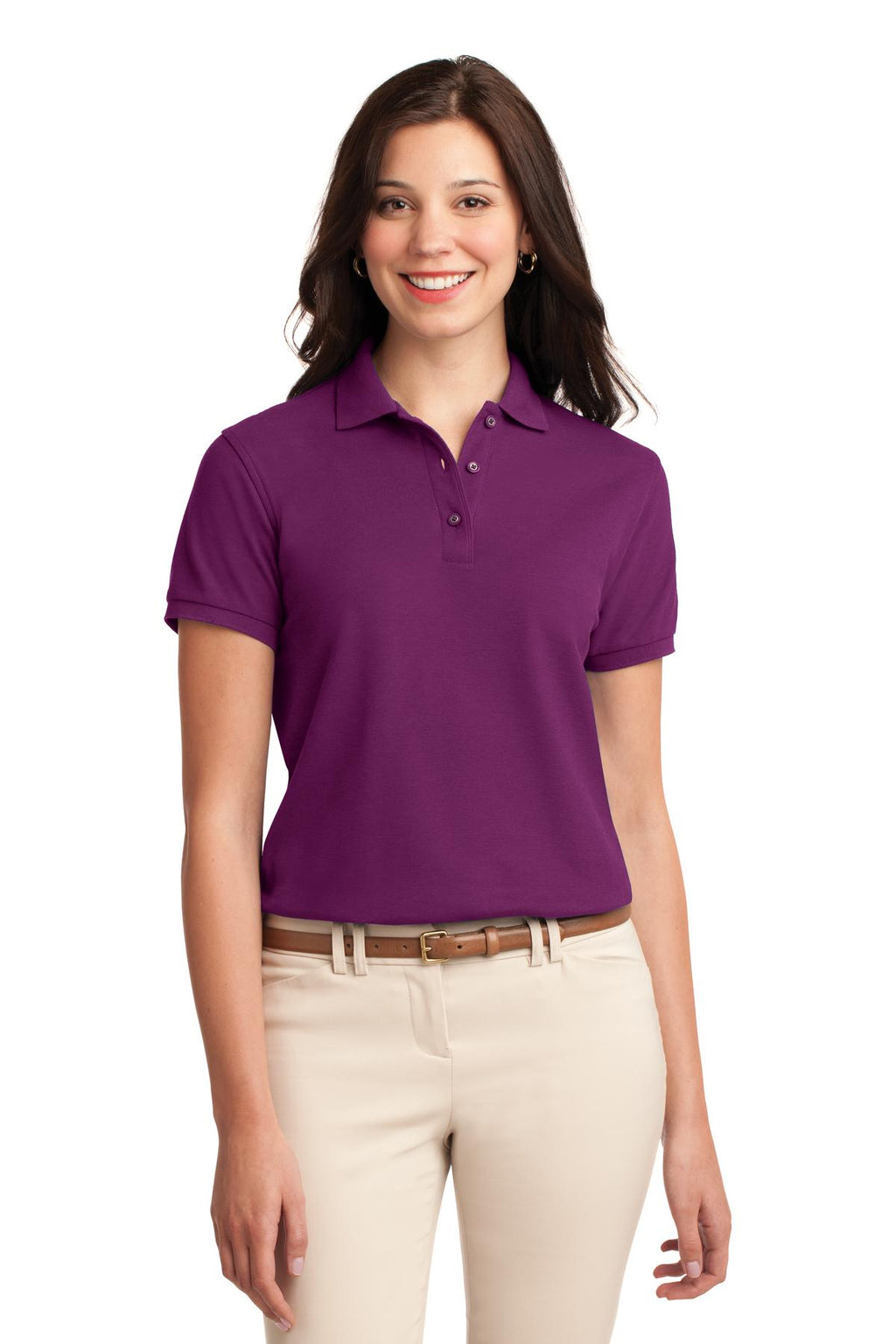 Port Authority Women's Silk Touch Polo. L500 - Deep Berry - front
