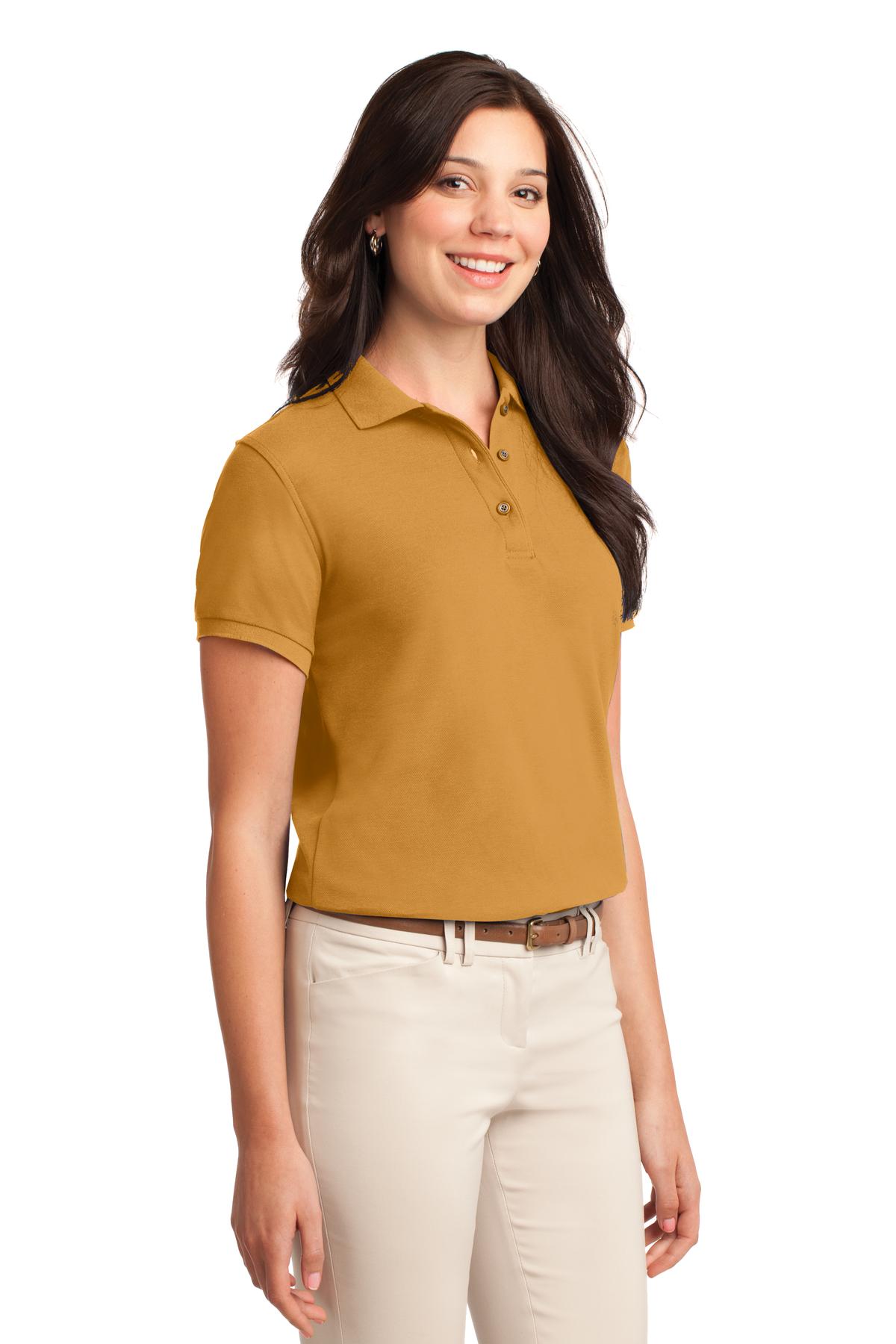 Port Authority Women's Silk Touch Polo. L500 - Gold - three_q
