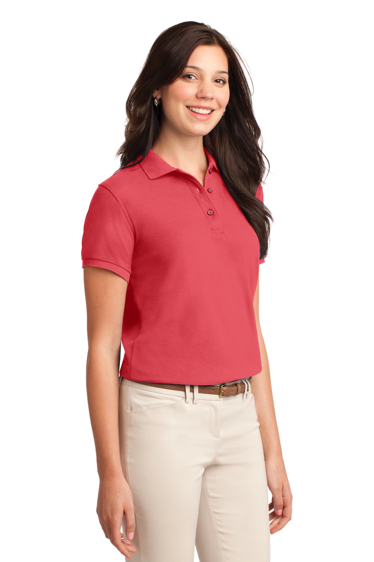 Port Authority Women's Silk Touch Polo. L500 - Hibiscus - three_q