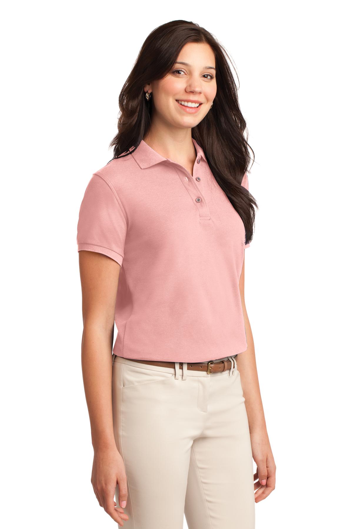 Port Authority Women's Silk Touch Polo. L500 - Light Pink - three_q