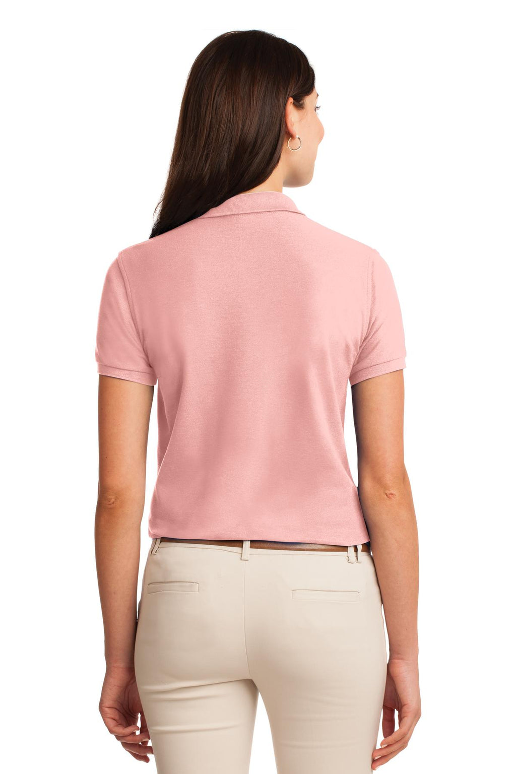 Port Authority Women's Silk Touch Polo. L500 - Light Pink - back