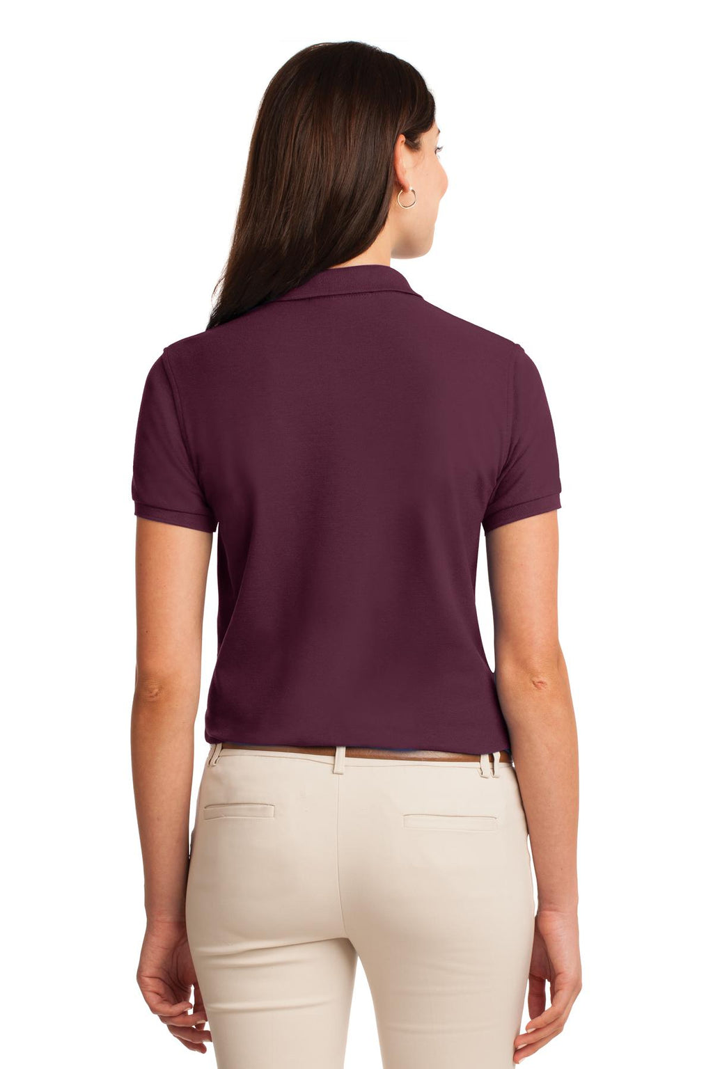 Port Authority Women's Silk Touch Polo. L500 - Maroon - back