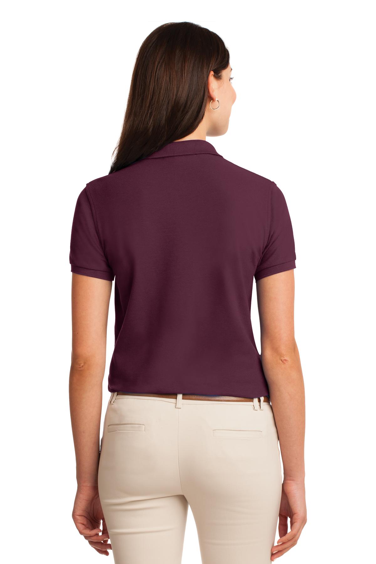 Port Authority Women's Silk Touch Polo. L500 - Maroon - back