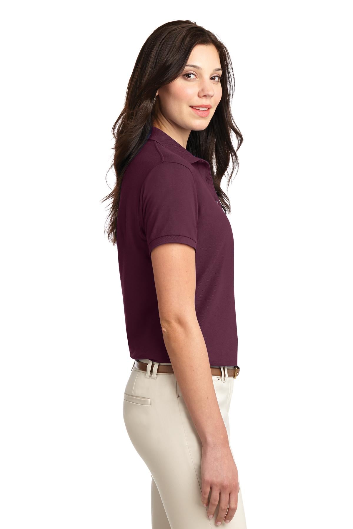 Port Authority Women's Silk Touch Polo. L500 - Maroon - side