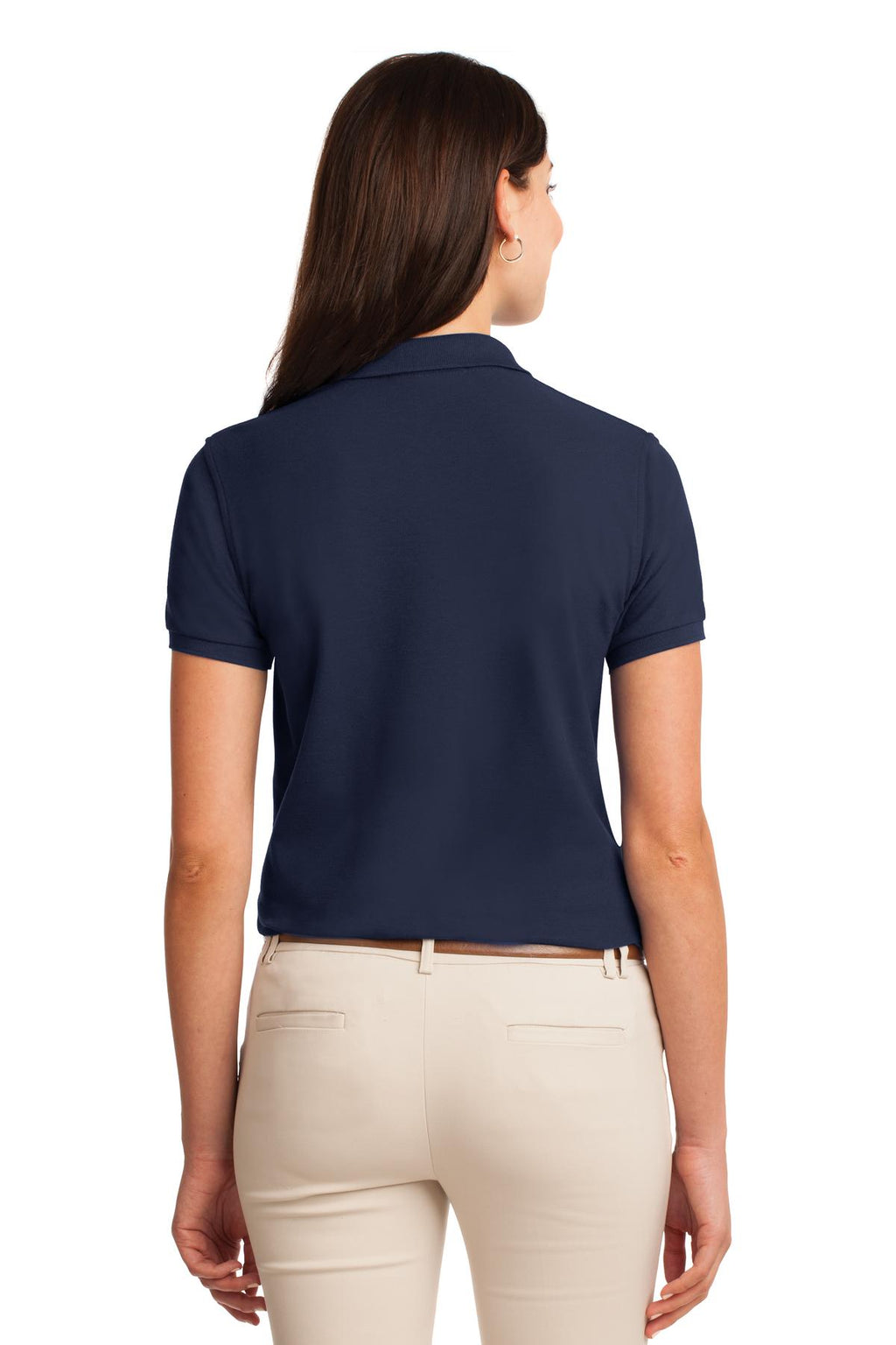 Port Authority Women's Silk Touch Polo. L500 - Navy - back
