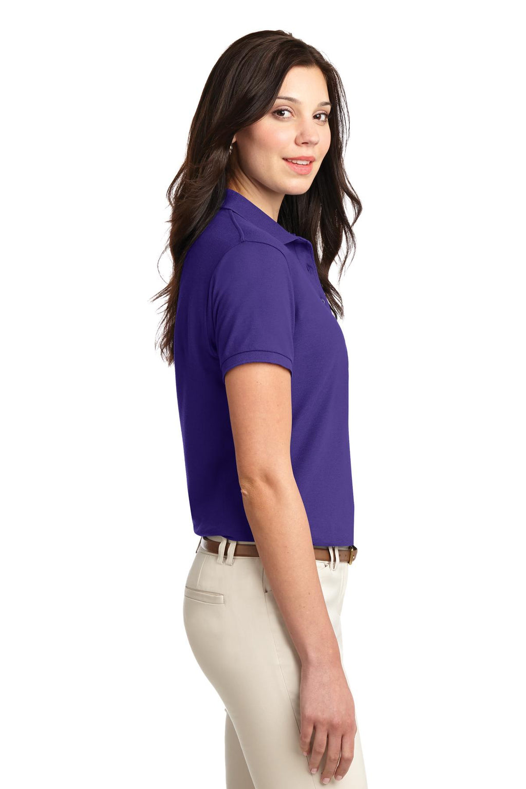 Port Authority Women's Silk Touch Polo. L500 - Purple - side
