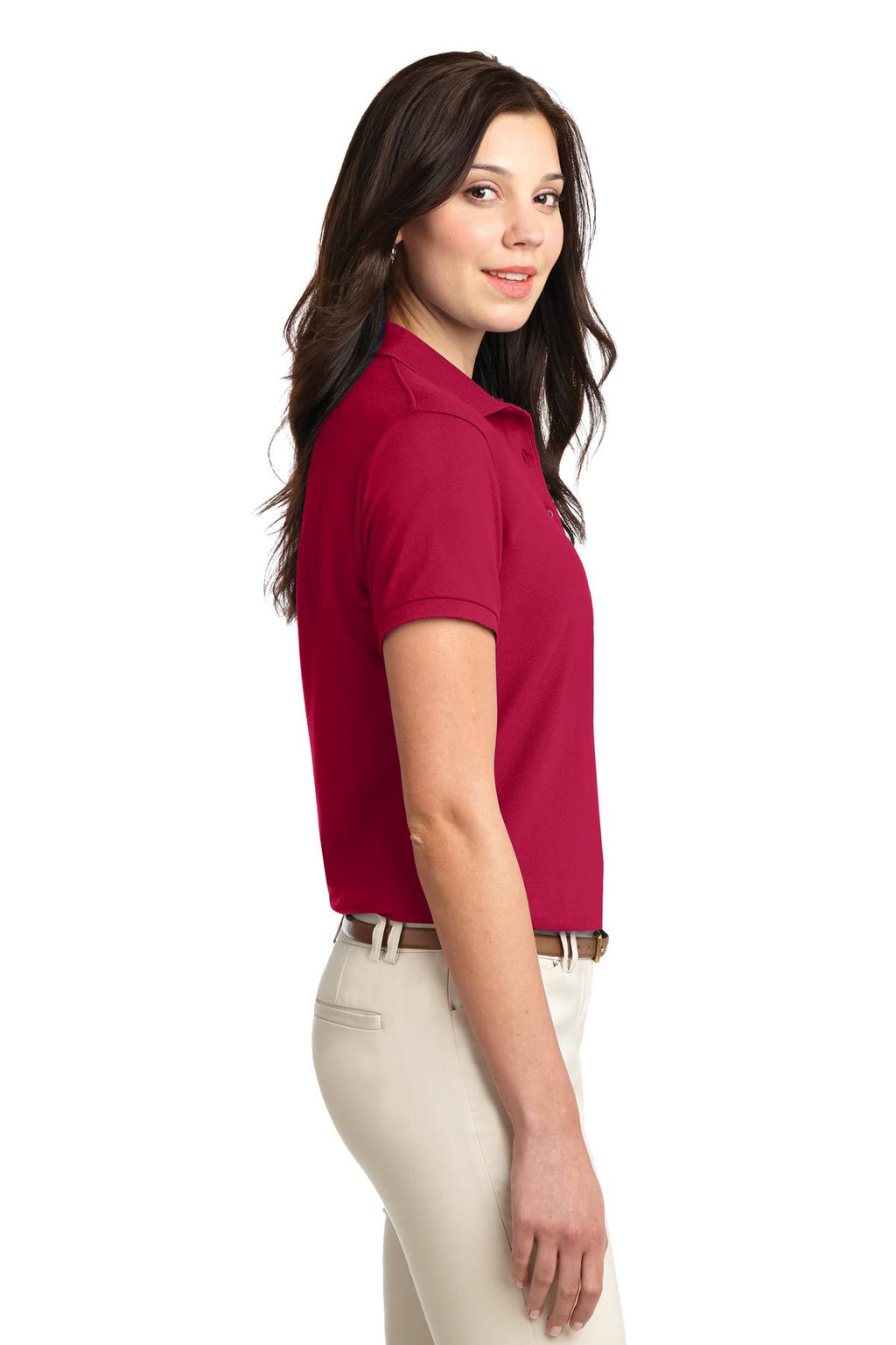 Port Authority Women's Silk Touch Polo. L500 - Red - side