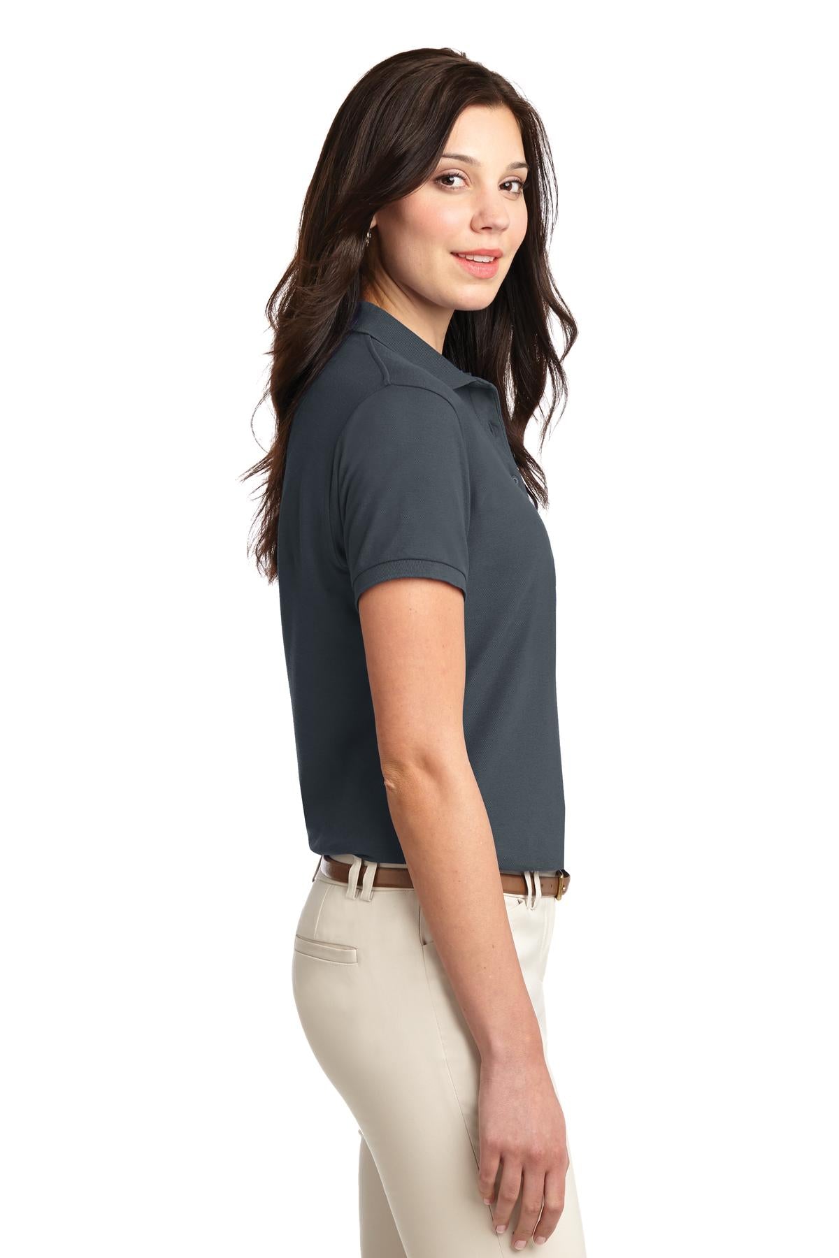 Port Authority Women's Silk Touch Polo. L500 - Steel Grey - side