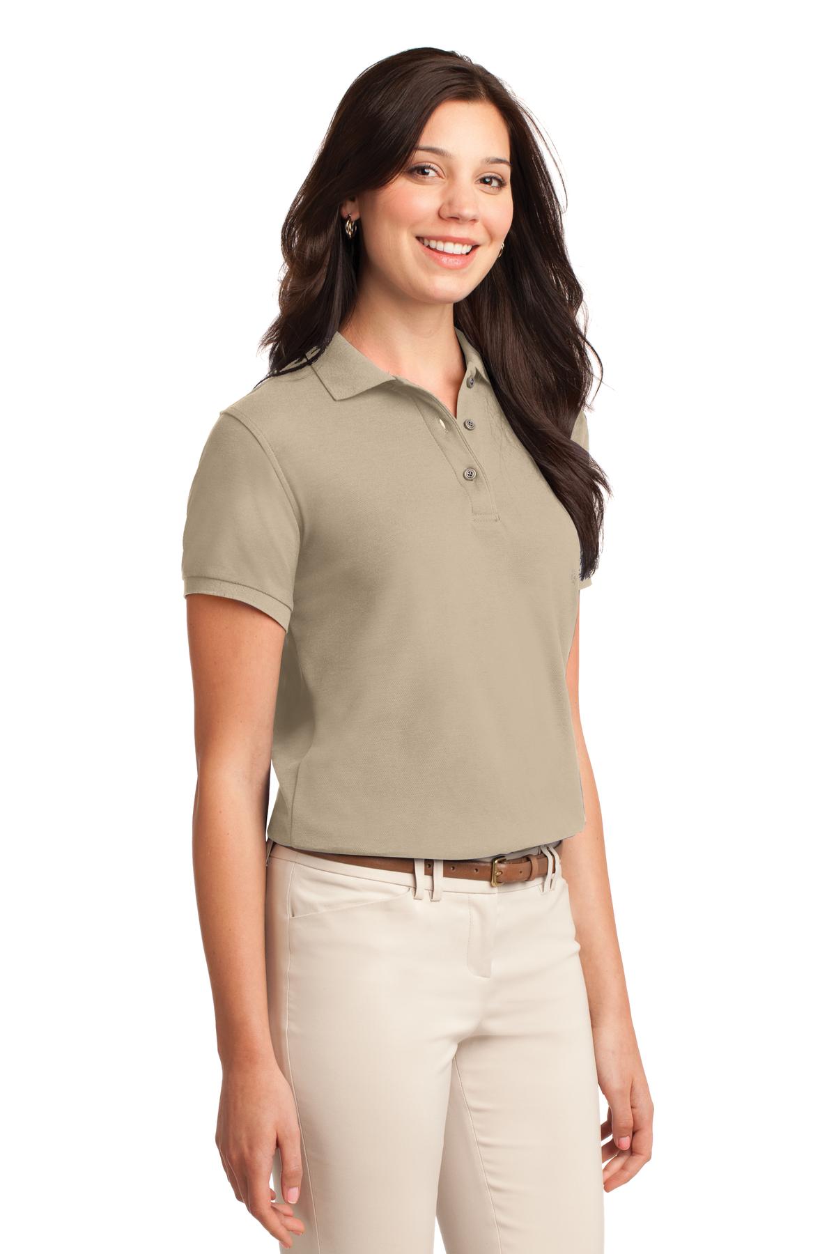 Port Authority Women's Silk Touch Polo. L500 - Stone - three_q