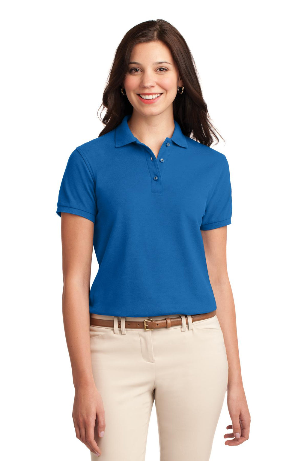 Port Authority Women's Silk Touch Polo. L500 - Strong Blue - front