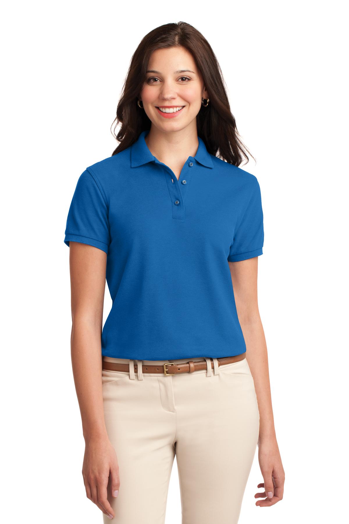 Port Authority Women's Silk Touch Polo. L500 - Strong Blue - front