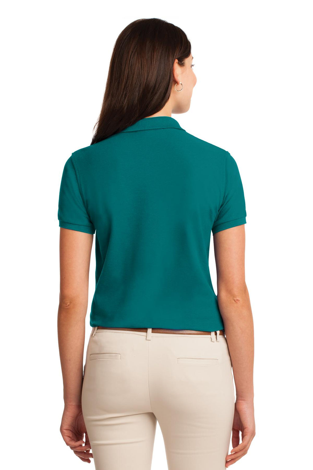 Port Authority Women's Silk Touch Polo. L500 - Teal Green - back
