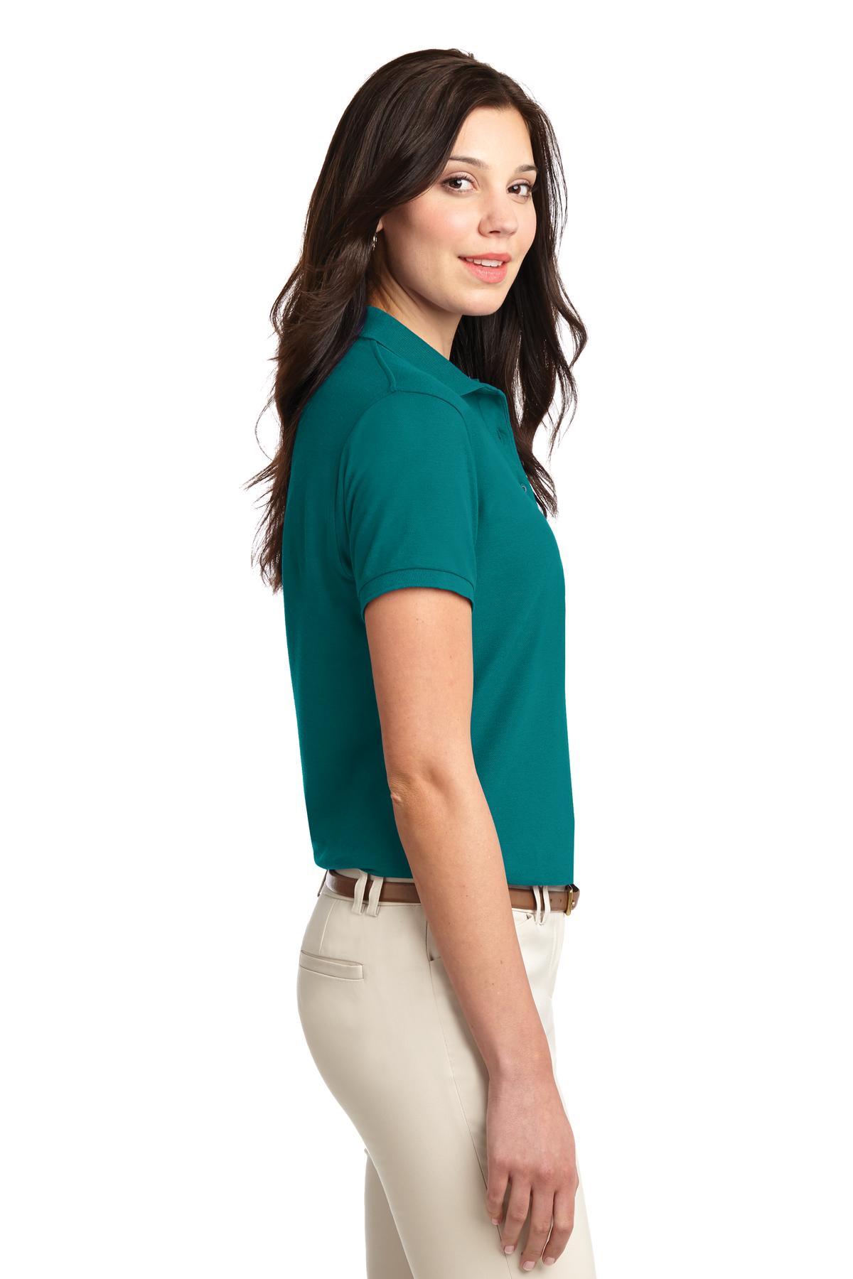 Port Authority Women's Silk Touch Polo. L500 - Teal Green - side