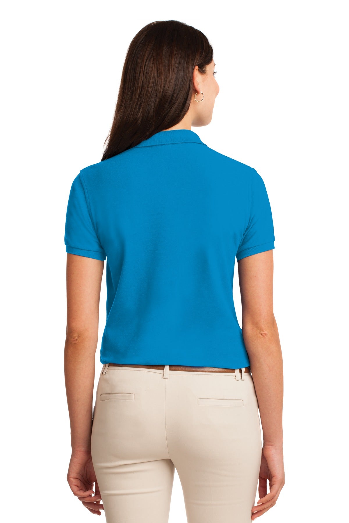 Port Authority Women's Silk Touch Polo. L500 - Turquoise - back