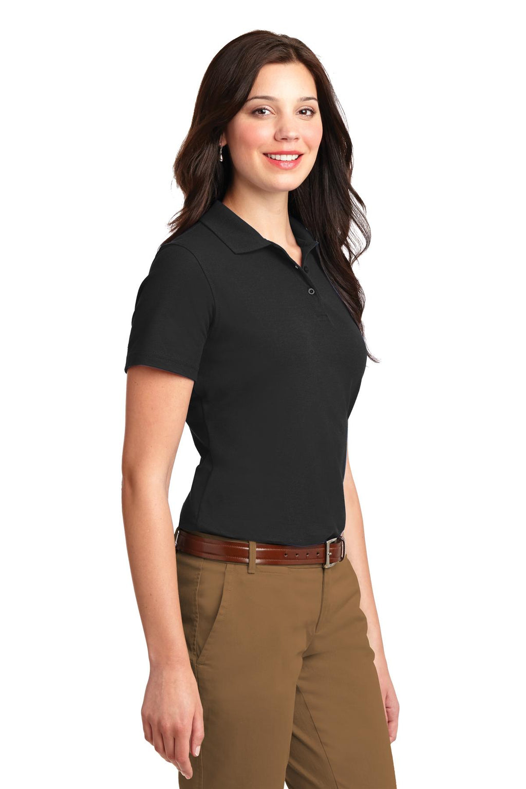 Port Authority Women's Stain-Resistant Polo. L510 - Black - three_q