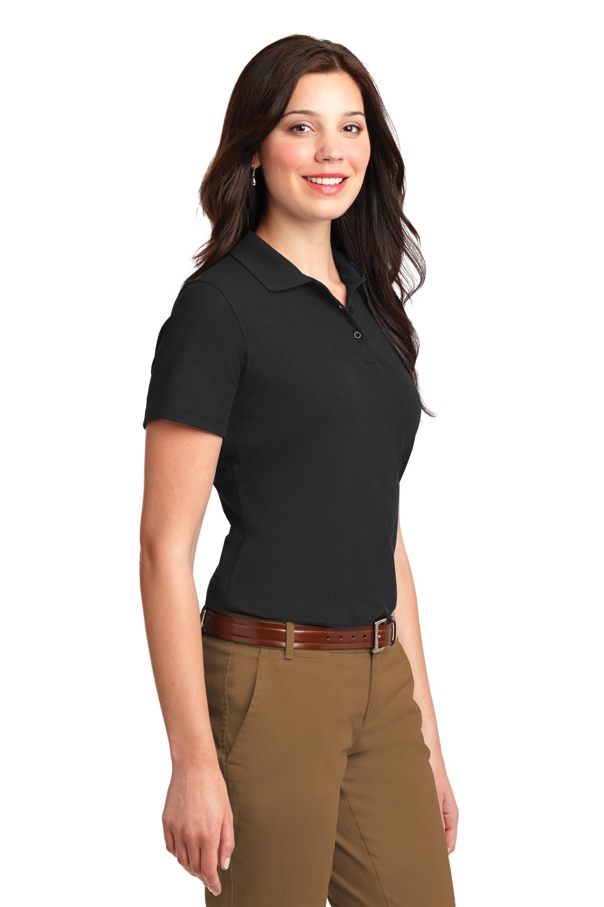 Port Authority Women's Stain-Resistant Polo. L510 - Black - three_q
