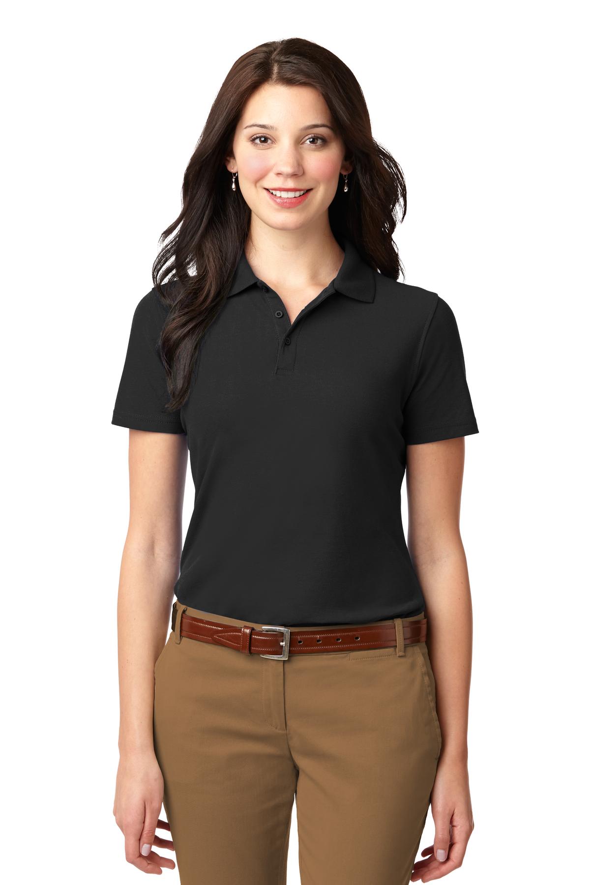 Port Authority Women's Stain-Resistant Polo. L510 - Black - front