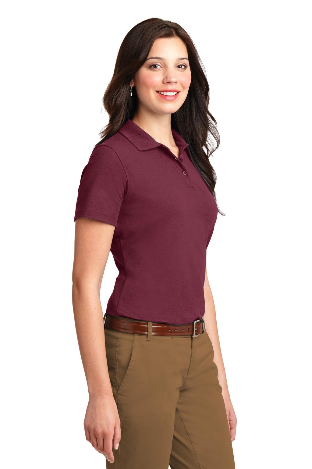 Port Authority Women's Stain-Resistant Polo. L510 - Burgundy - three_q