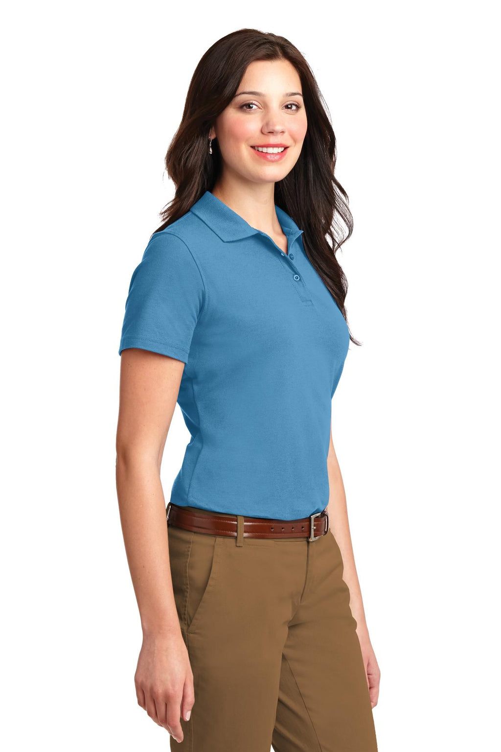 Port Authority Women's Stain-Resistant Polo. L510 - Celadon Blue - three_q