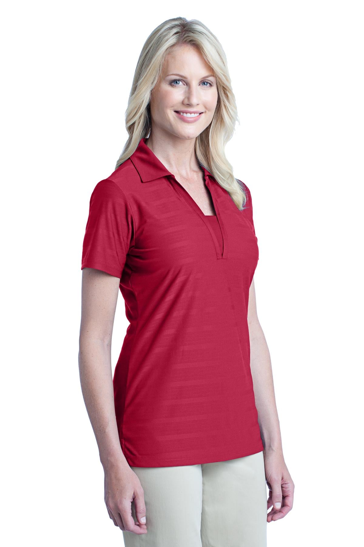 DISCONTINUED Port Authority Ladies Horizontal Texture Polo. L514 - Rich Red - three_q