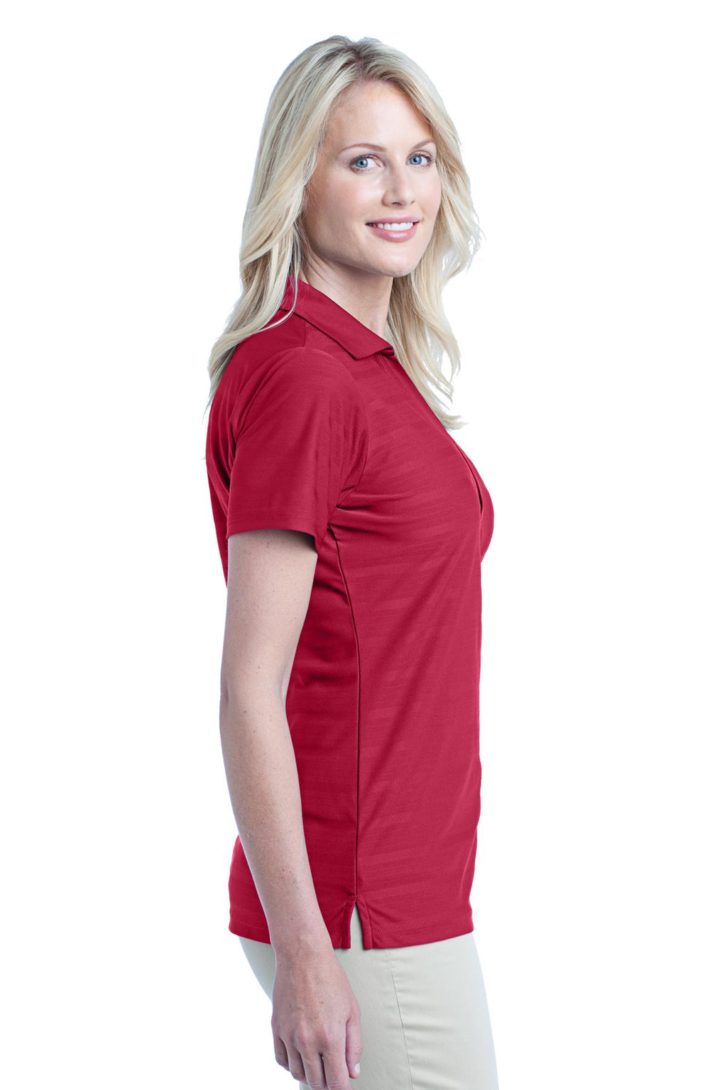 DISCONTINUED Port Authority Ladies Horizontal Texture Polo. L514 - Rich Red - side