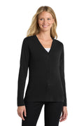 DISCONTINUED Port Authority Women's Modern Stretch Cotton Cardigan. L515 - Black - front