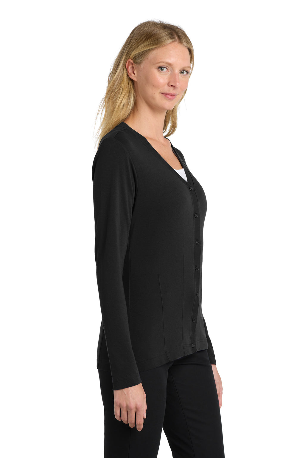 DISCONTINUED Port Authority Women's Modern Stretch Cotton Cardigan. L515 - Black - side