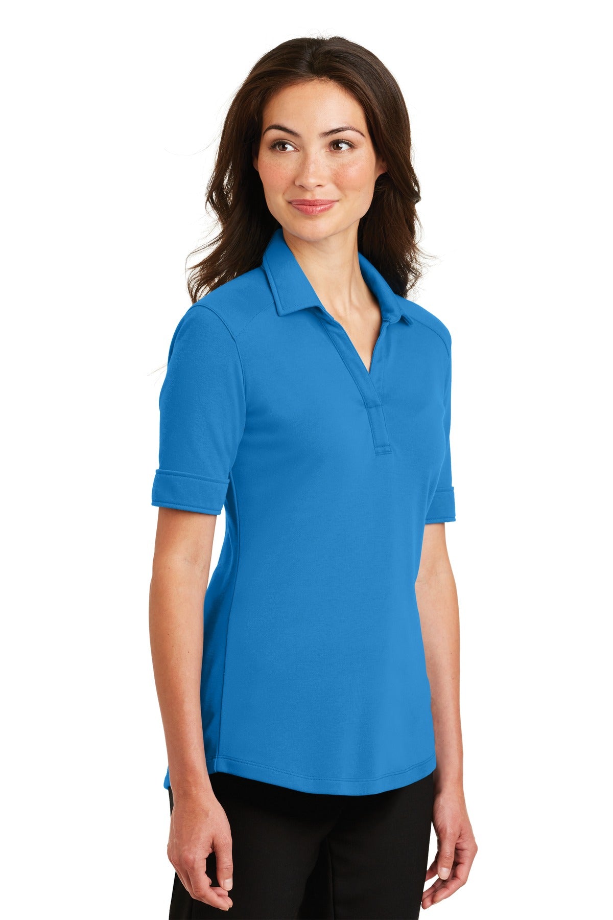 Port Authority Ladies Silk Touch Interlock Performance Polo. L5200 - Brilliant Blue - three_q