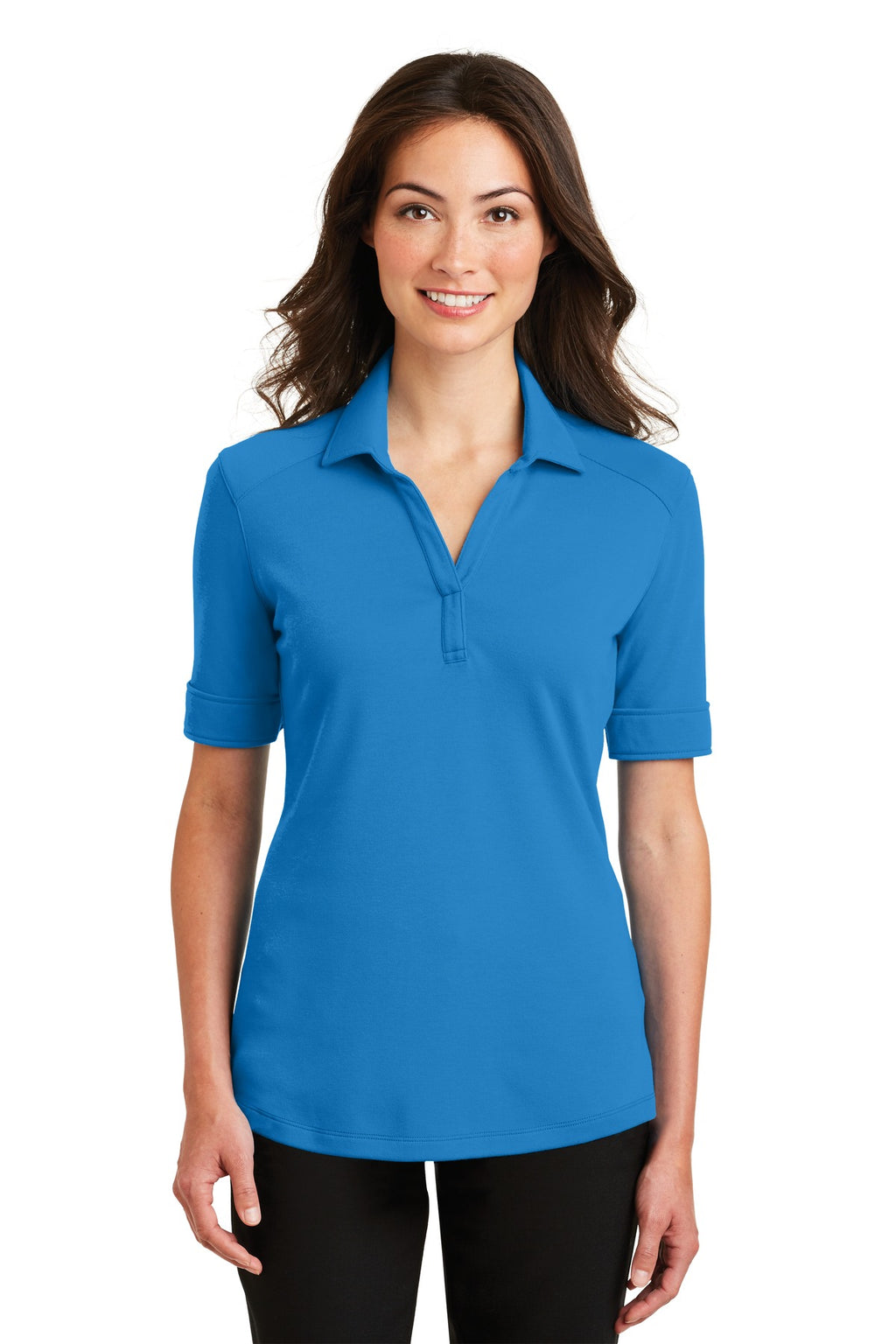 Port Authority Ladies Silk Touch Interlock Performance Polo. L5200 - Brilliant Blue - front