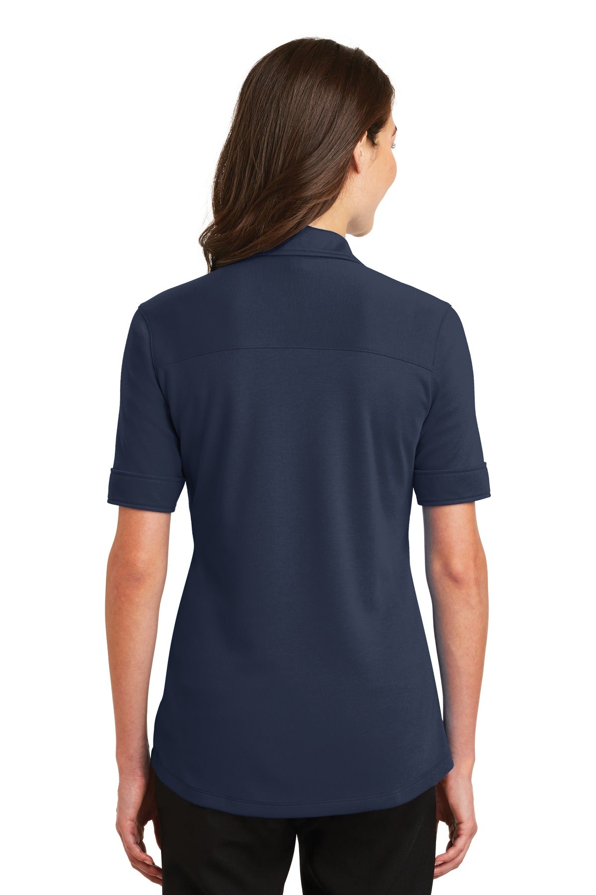 Port Authority Ladies Silk Touch Interlock Performance Polo. L5200 - Navy - back