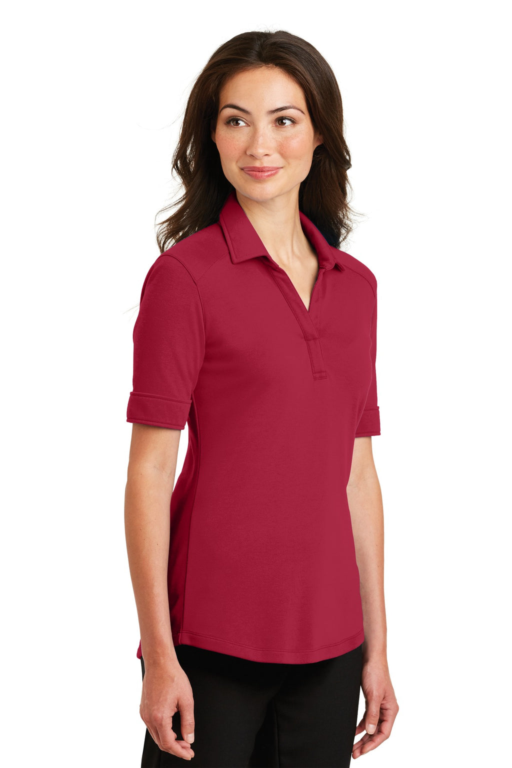Port Authority Ladies Silk Touch Interlock Performance Polo. L5200 - Rich Red - three_q