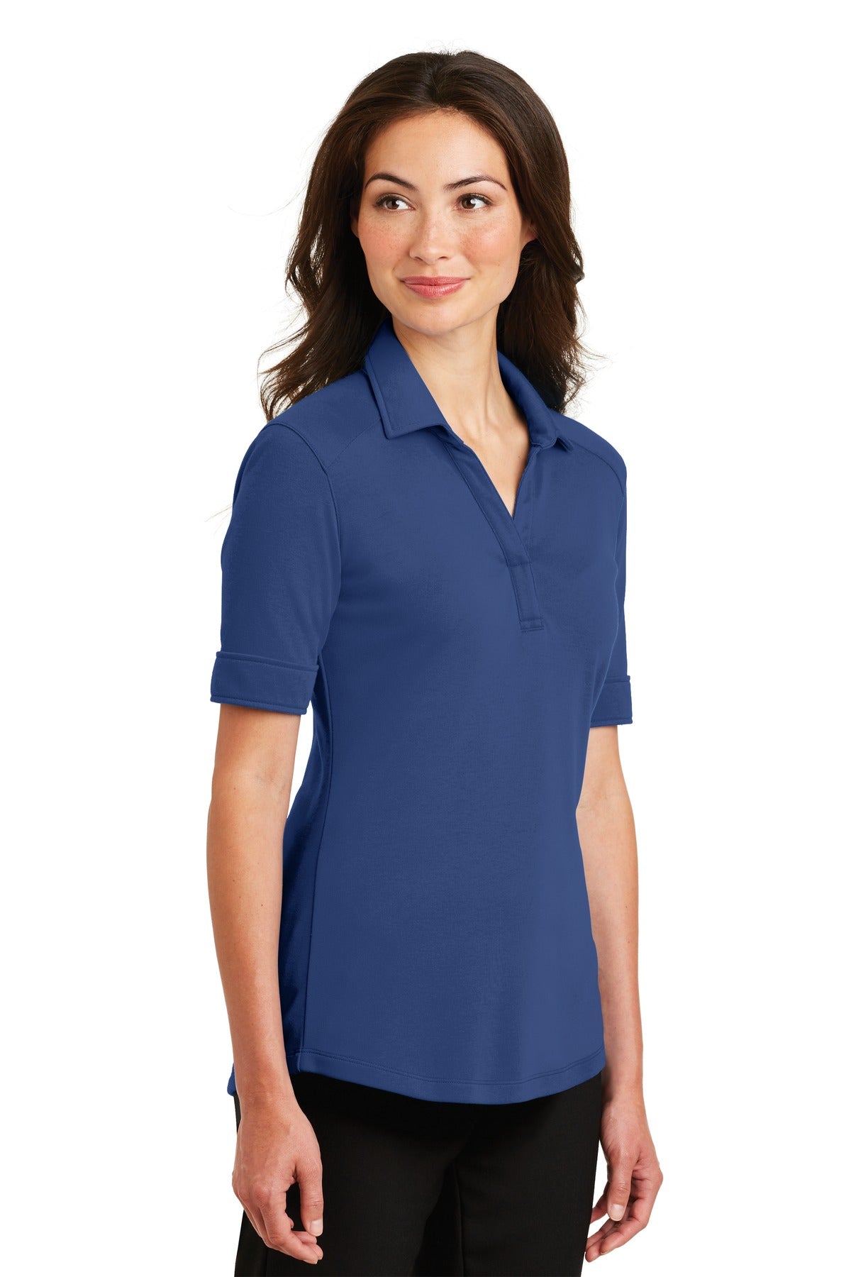 Port Authority Ladies Silk Touch Interlock Performance Polo. L5200 - Royal - three_q