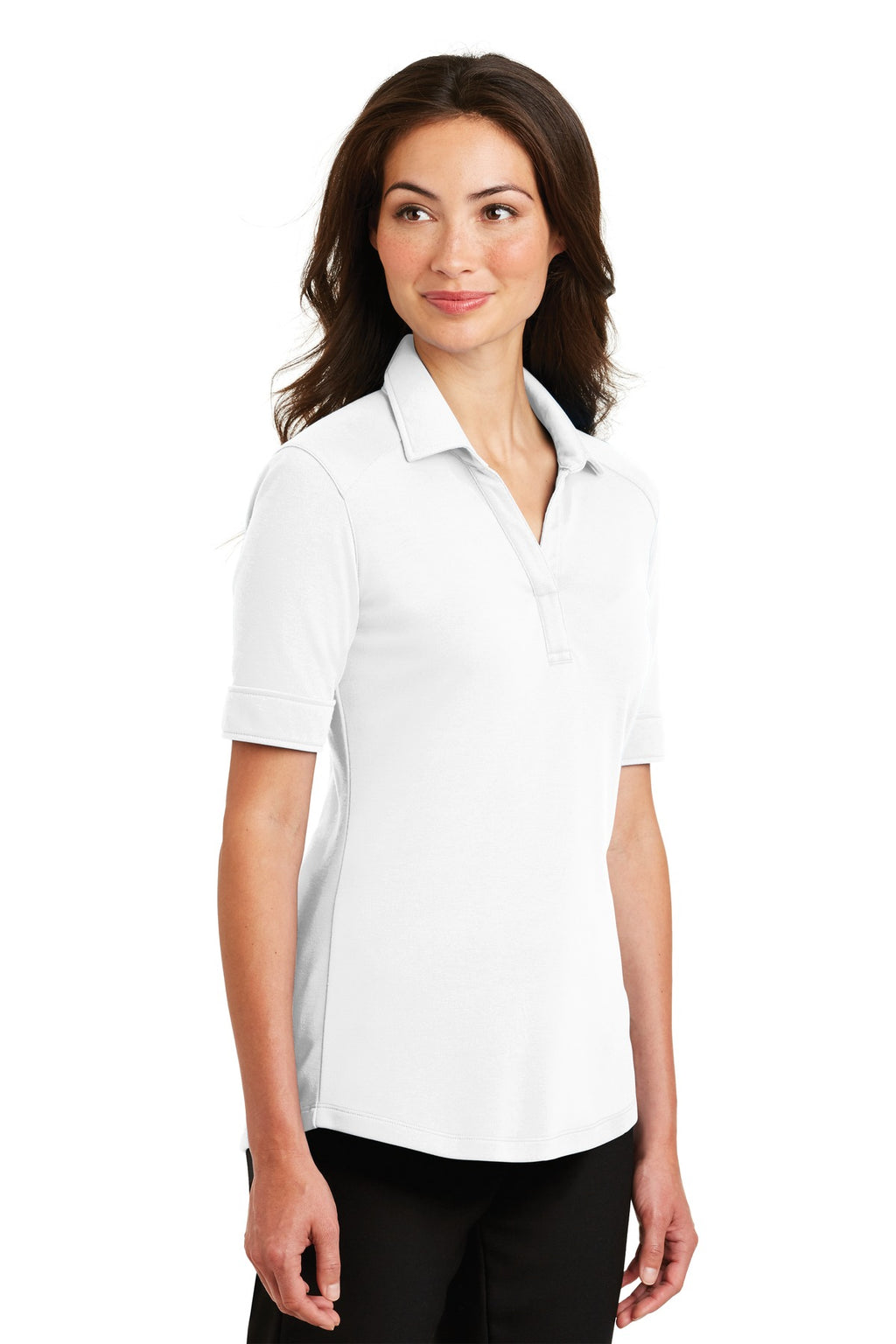 Port Authority Ladies Silk Touch Interlock Performance Polo. L5200 - White - three_q