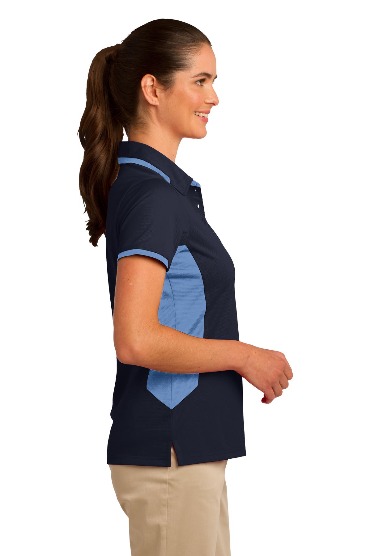 DISCONTINUED Port Authority Ladies Dry Zone Colorblock Ottoman Polo. L524 - Navy/ Blue Lake - side