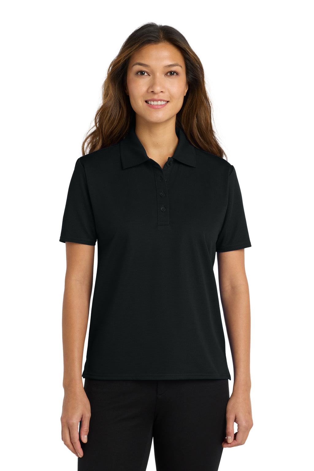 DISCONTINUED Port Authority Women's Dry Zone Ottoman Polo. L525 - Black - front