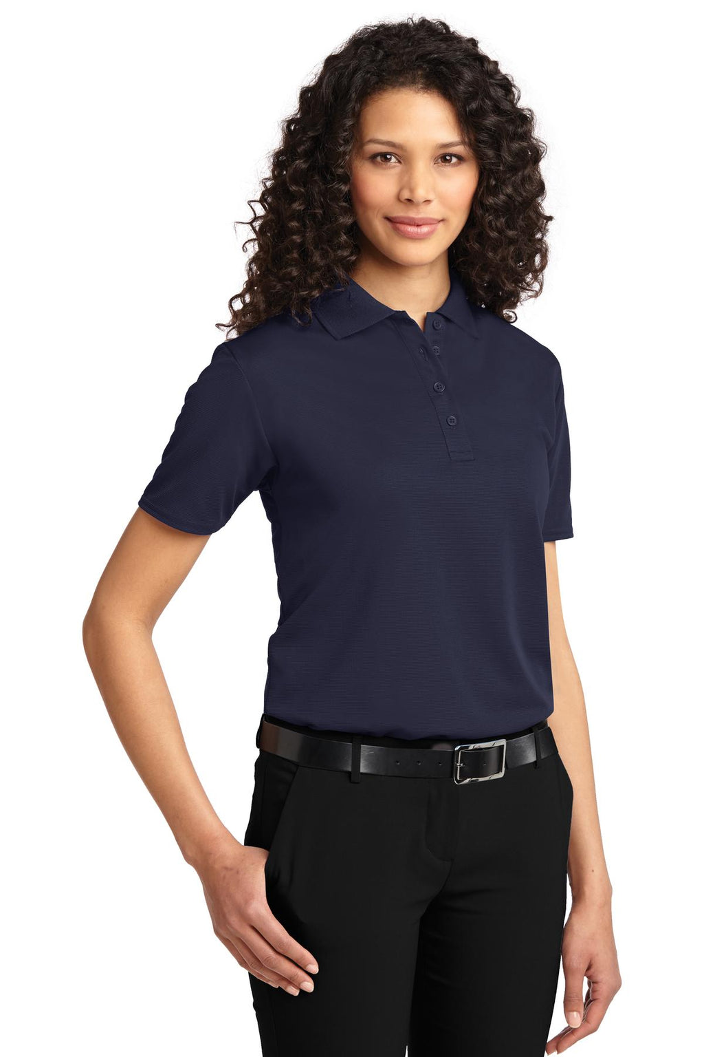 DISCONTINUED Port Authority Women's Dry Zone Ottoman Polo. L525 - Navy - three_q