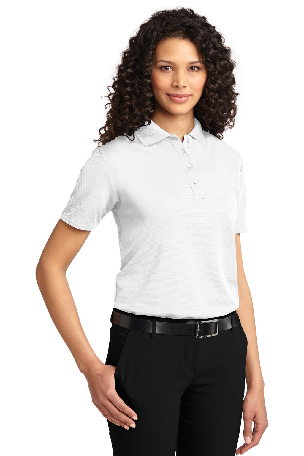 DISCONTINUED Port Authority Women's Dry Zone Ottoman Polo. L525 - White - three_q