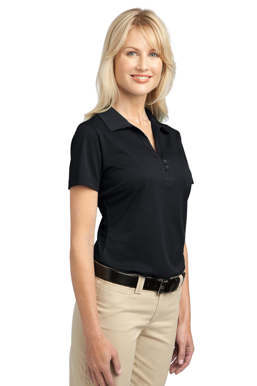 Port Authority Women's Tech Pique Polo. L527 - Black - three_q