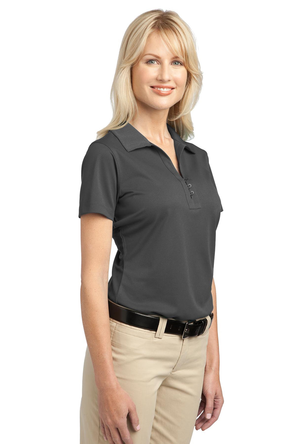 Port Authority Women's Tech Pique Polo. L527 - Grey Smoke - three_q