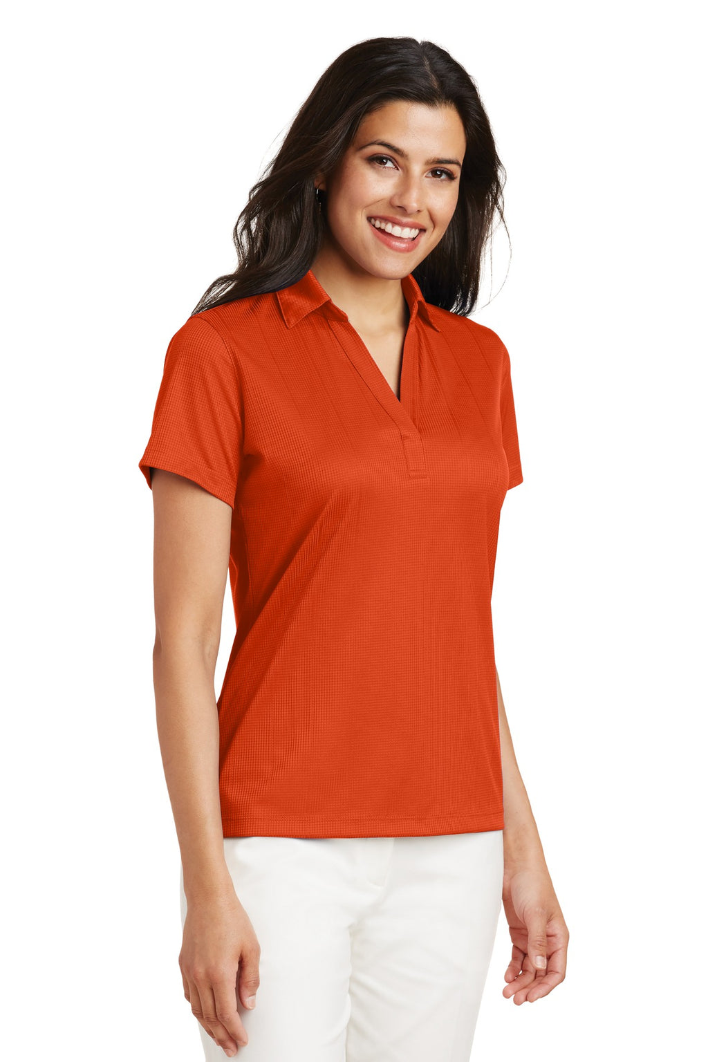 Port Authority Women's Performance Fine Jacquard Polo. L528 - Autumn Orange - three_q