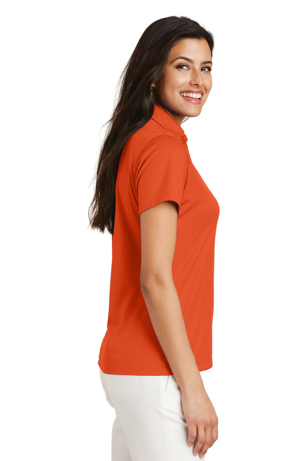 Port Authority Women's Performance Fine Jacquard Polo. L528 - Autumn Orange - side