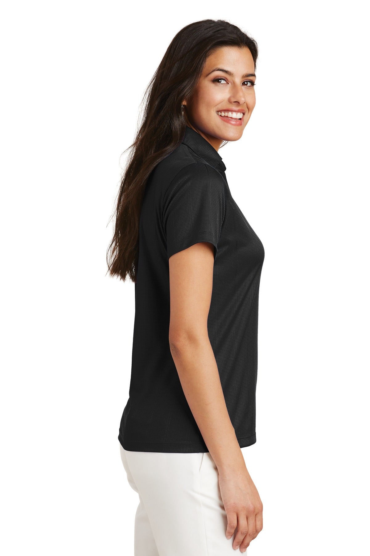 Port Authority Women's Performance Fine Jacquard Polo. L528 - Black - side