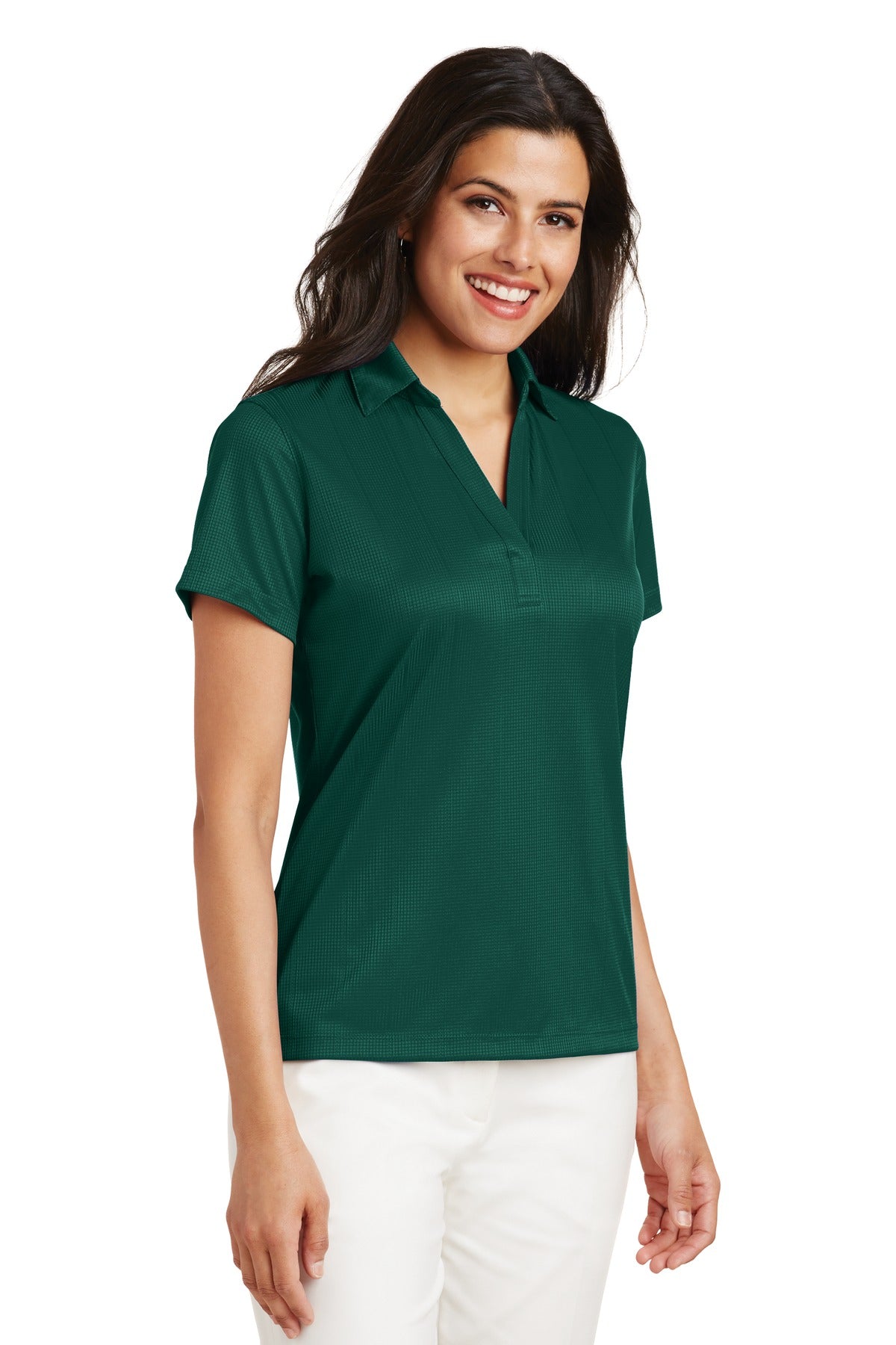 Port Authority Women's Performance Fine Jacquard Polo. L528 - Green Glen - three_q