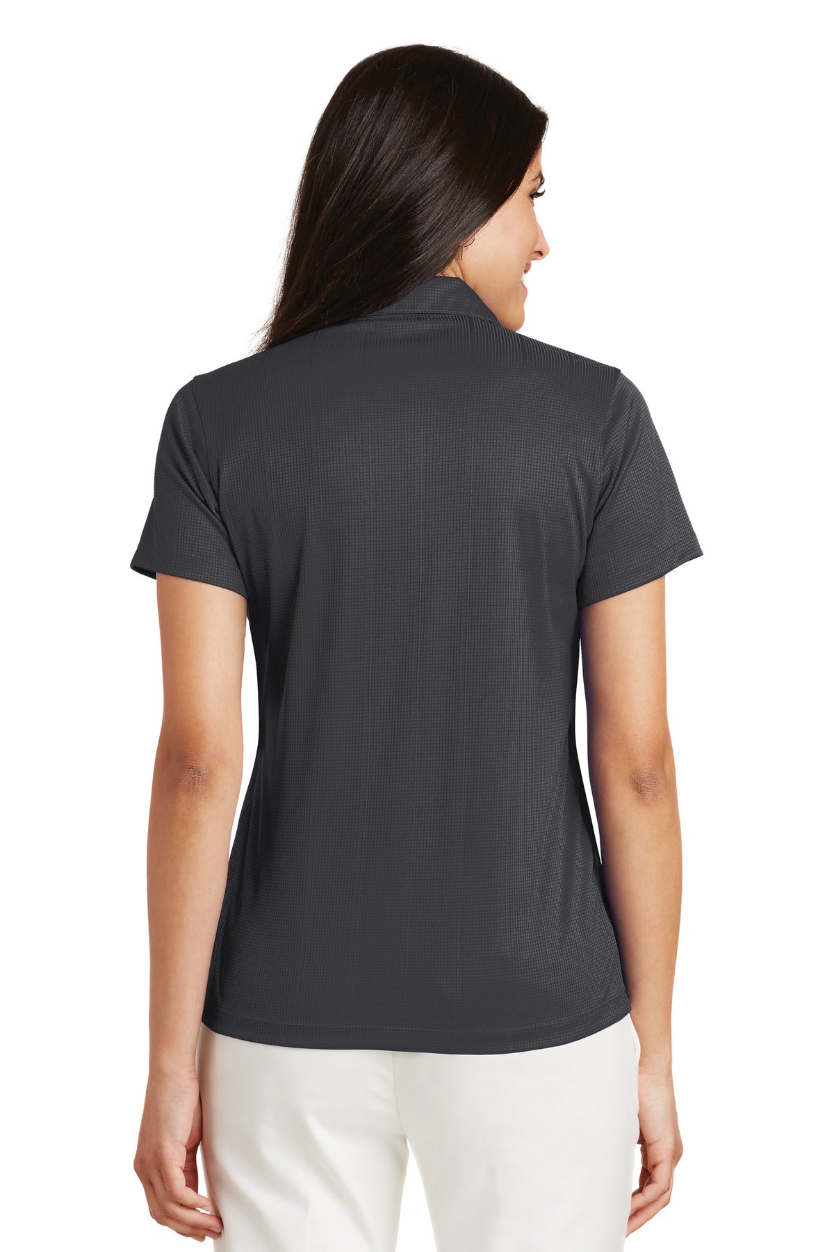 Port Authority Women's Performance Fine Jacquard Polo. L528 - Grey Smoke - back