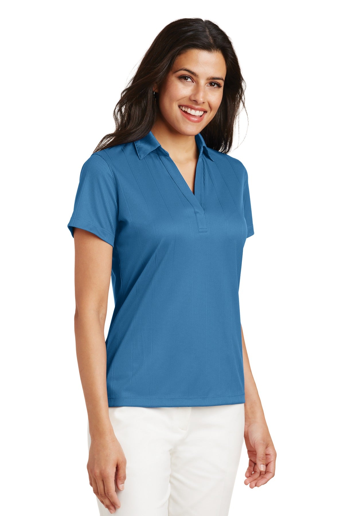 Port Authority Women's Performance Fine Jacquard Polo. L528 - Ocean Blue - three_q