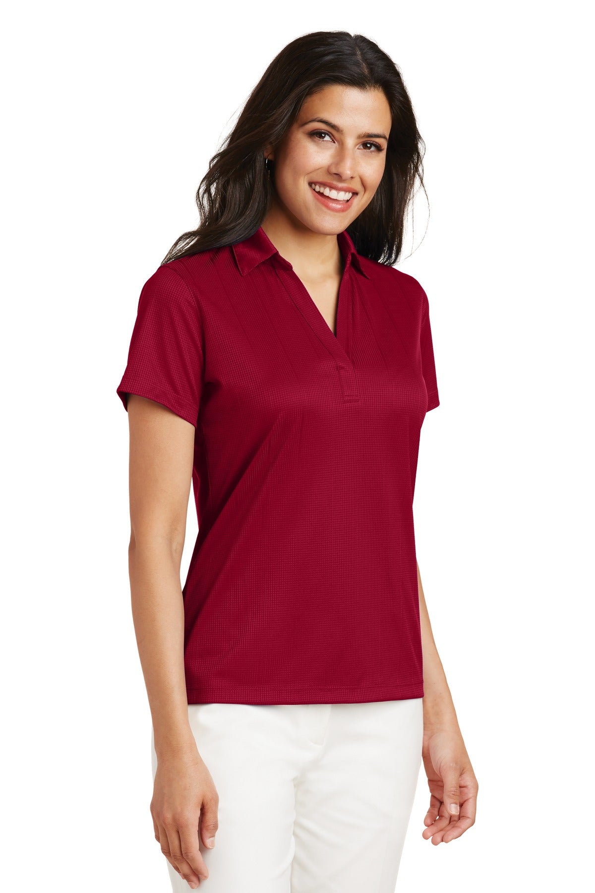 Port Authority Women's Performance Fine Jacquard Polo. L528 - Rich Red - three_q