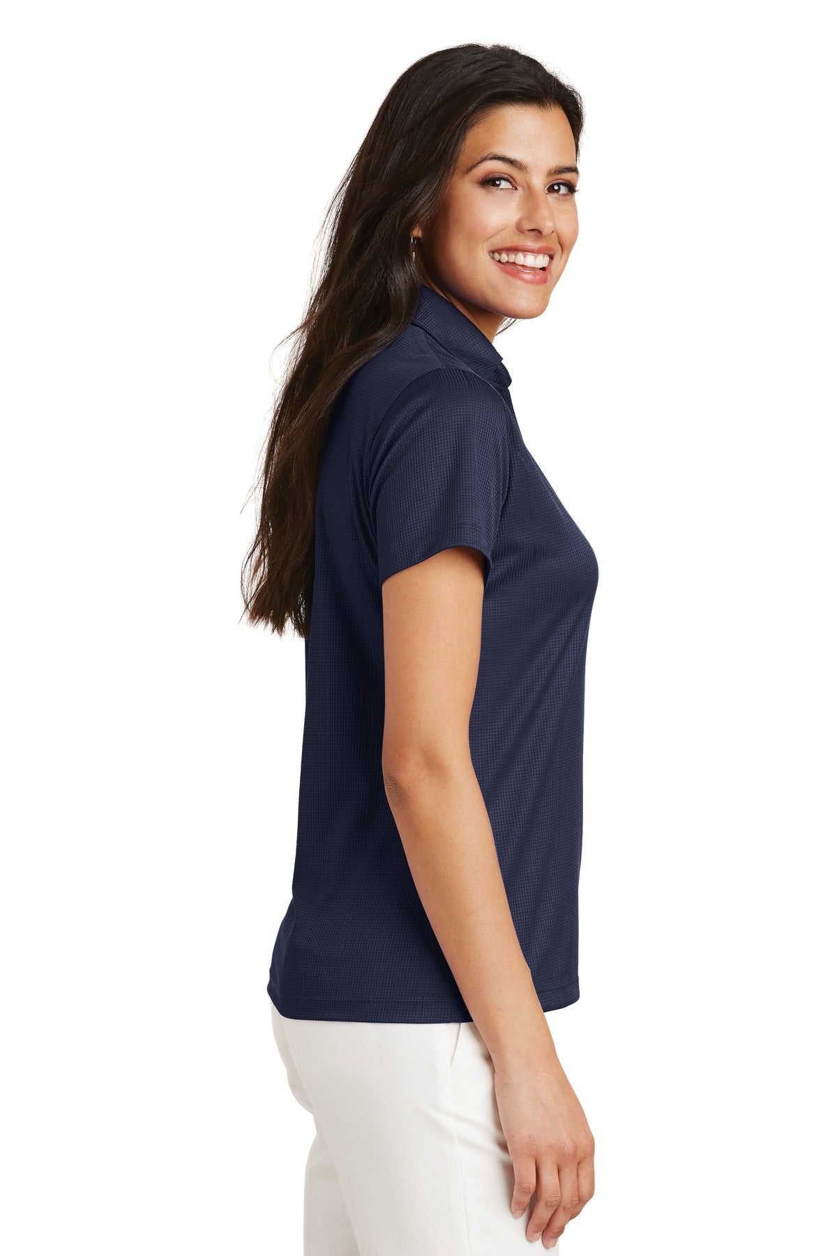 Port Authority Women's Performance Fine Jacquard Polo. L528 - True Navy - side