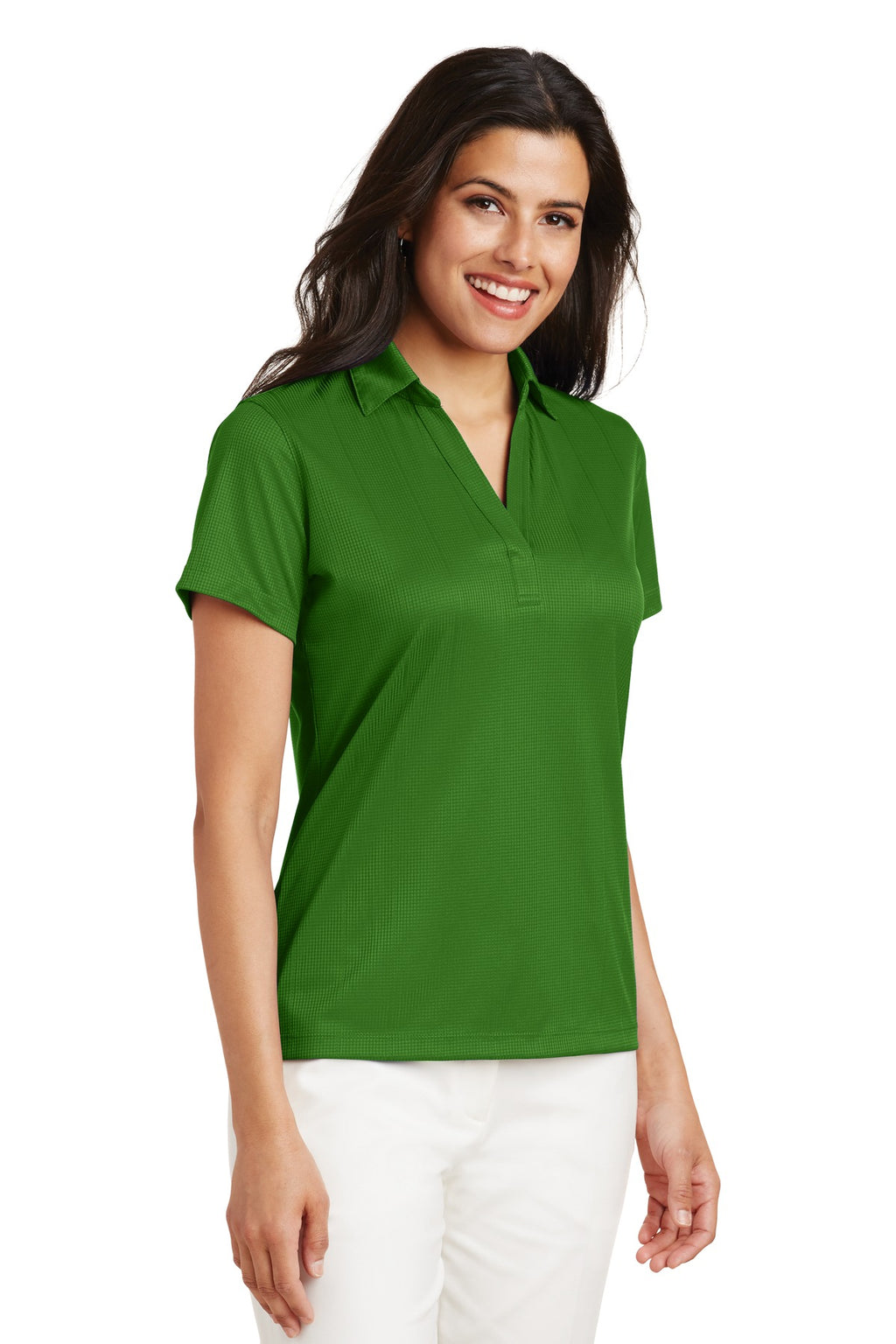 Port Authority Women's Performance Fine Jacquard Polo. L528 - Vine Green - three_q