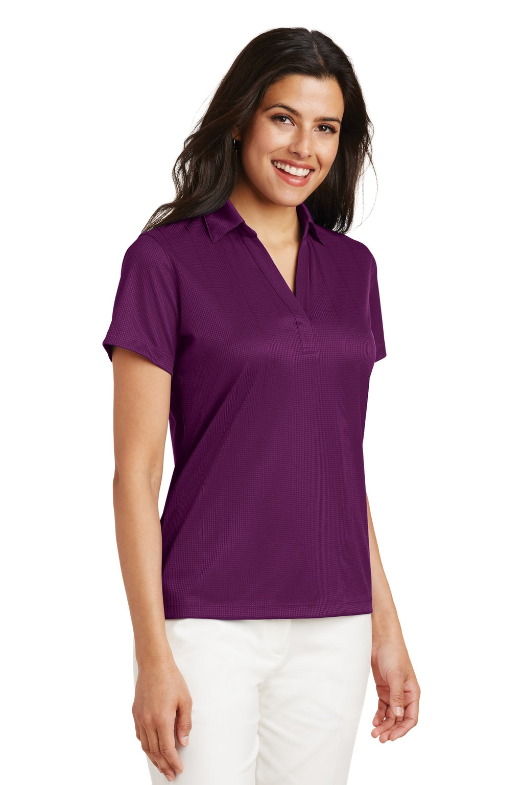 Port Authority Women's Performance Fine Jacquard Polo. L528 - Violet Purple - three_q