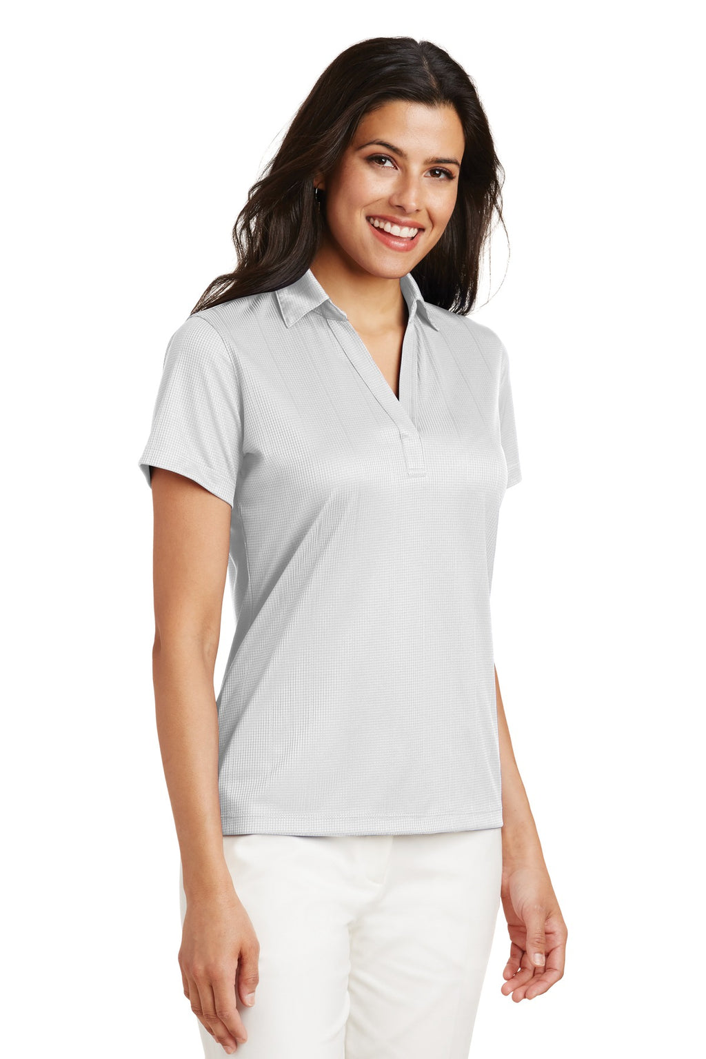 Port Authority Women's Performance Fine Jacquard Polo. L528 - White - three_q
